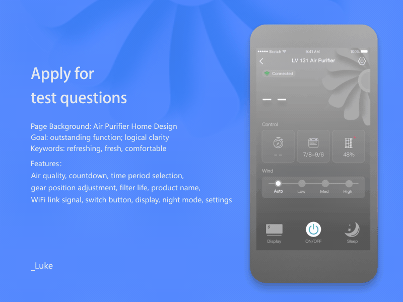 Apply for test questions smarthome ui ux