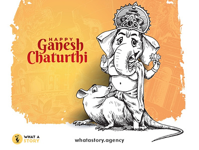 Happy Ganesha Chaturthi 2020 artwork celebrations creative creativity design drawing ganapati ganesh ganesha ganesha chaturthi illustration lord ganesh minimal professional vector art what a story wishes