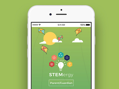 STEMergy | Splash Screen app screen educational app flying green theme home kites launching screen minimal modern sky splash screen stemergy