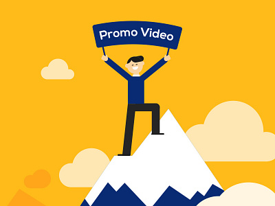 Reach The Top cartoon character design explainer video character flat character happy face landscape motion motion graphics mountain promo video sky winner