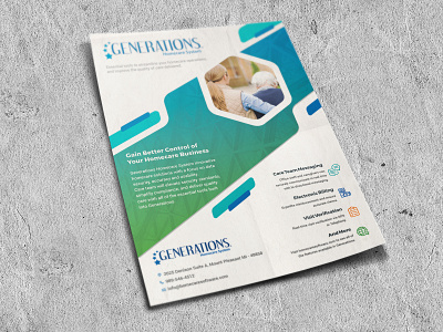 Flyer for Generations Homecare Systems brochure flat flyer illustration layout minimal redesign trifold typography what a story