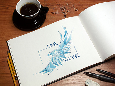 Promodel Logo Concept 2 architect bird cival design eagel engineering geometory logo logo design minimal professional card promodel triangel