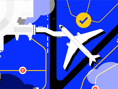 Airport Ramp - Top View aeroplane airplane airport airport ramp blue bridge explainer video flight illustration ramps standing stop top view waiting