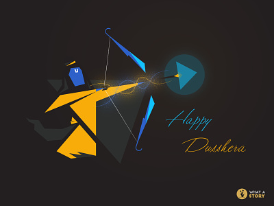 Happy Dusshera 2019 - What a Story animation creative design dussehra illustraion lord rama minimal vijay dashmi what a story wishes