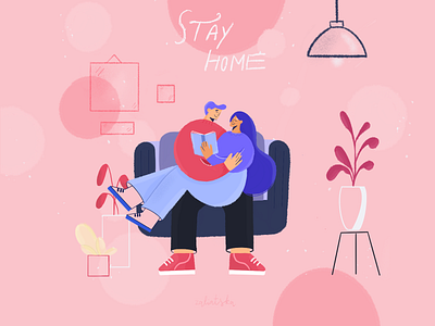 Stay home illustration brand design draw graphics illustration procreate vector