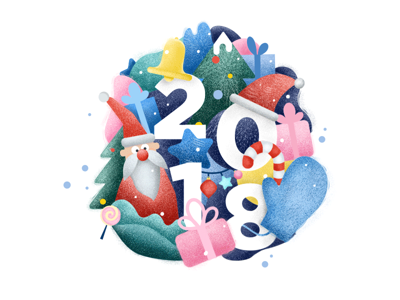 New Year 2018 2018 christmas draw gifts illustration photoshop santa snow winter
