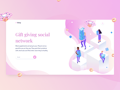 Illustration for gift giving social network app design draw gradient graphics icons illustration ios isometric ui user ux