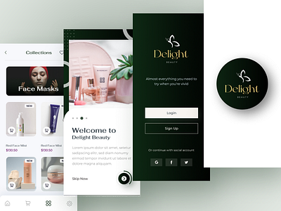 Delight Beauty App UIUX app applicationdesign appuiux beauty beautyapp beautycosmeticapp cosmeticappuiux cosmetics ecommerceapp graphic design ui uiux userexperience userinterface ux websites