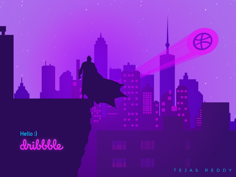 Hello Dribbble! muzli first shot illustration batman art dribbblers debutshot design