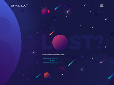Error 404 - Page not found design 404 design 404 page colors error home lost space spacex uidesign uxdesign visualdesign webpage