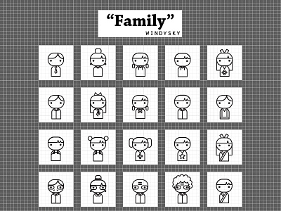 Family Icon Set avatar avatar design creative design family icon icon design illust illustration illustrator windysky