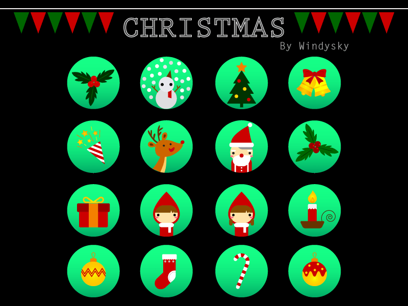 Christmas Icon set christmas design icon icon design illust illustration illustrator logo merry christmas santa windysky x mas