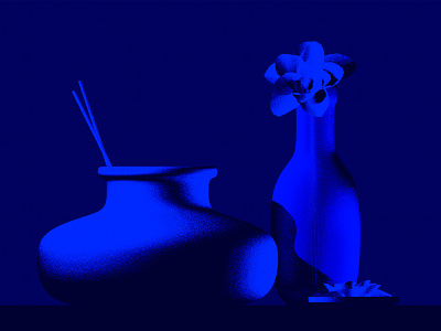 Still Life abstract blue bottle flower illustration scene scenery stilllife vase