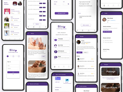 Bliss - A safe therapy at home appdesign massageapp sessionsathome therapy therapyapp therapyathome yoga yogaapp
