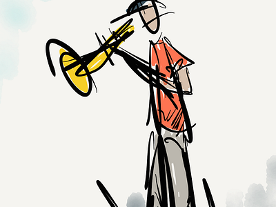 100 Days of Jazz - Trumpet Player ink jazz jazzfest music sketch sketchbook trombone trumpet