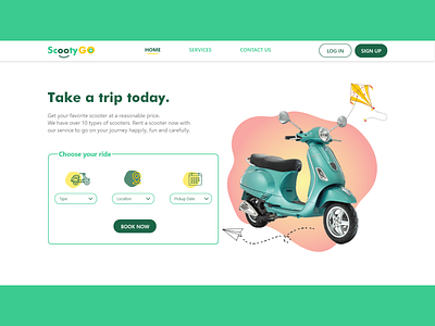 ScootyGo - Rent a Scooter Landing Page design ui ux weblandingpage