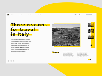 Italy Travel site italy modern simple travel ui yellow