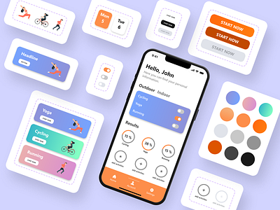 Exercise App Design - Components app design illustration ui uidesign userinterface