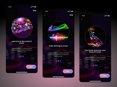 On-boarding music app :) 2022 app design design app design music app ecommerce ecommerce business illustration interaction design interface music music app music app uxui ui ux uxui uxui design