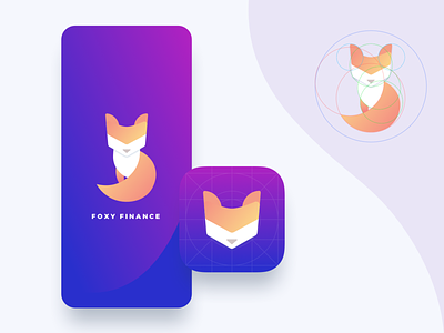 🦊 Foxy Finance App Icon app finance fox golden ratio icon logo money purple splash ui
