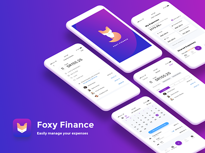 🦊 Foxy Finance app expenses finance fox ios iphone logo money purple share splash split ui