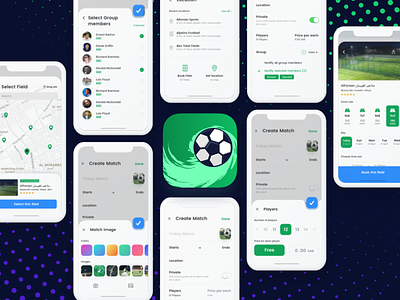 ⚽️ Soccer app (Organize Match Concept) app book create field invite iphone x map match mobile search soccer ui ui ux