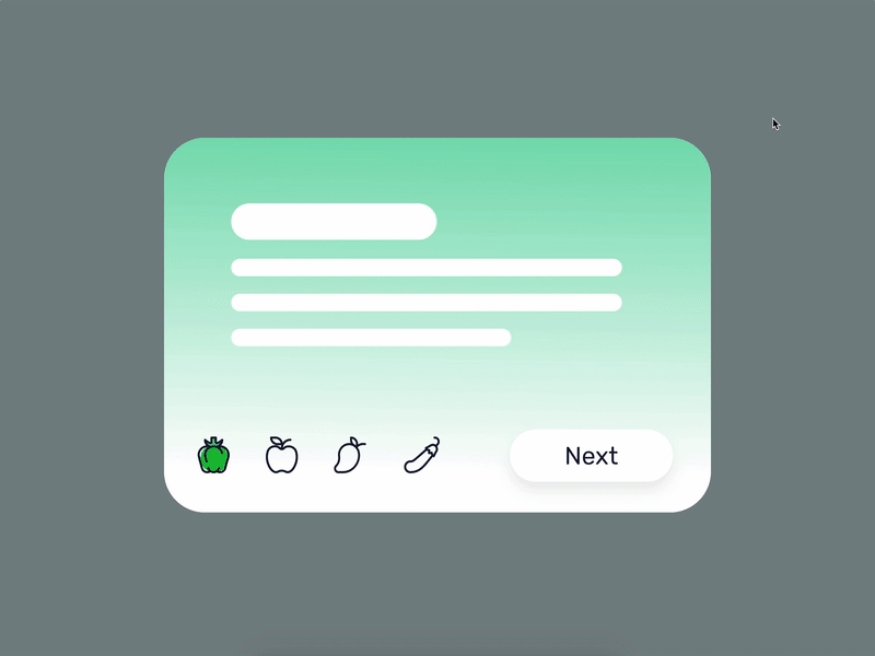 🍎 Onboarding Interactions gradient colors vegetables fruits bullets onboarding ux animation interactions ux ui