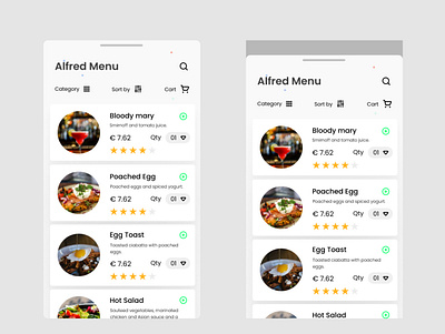 Alfred Menu app cart design items list menu products typography ui ux