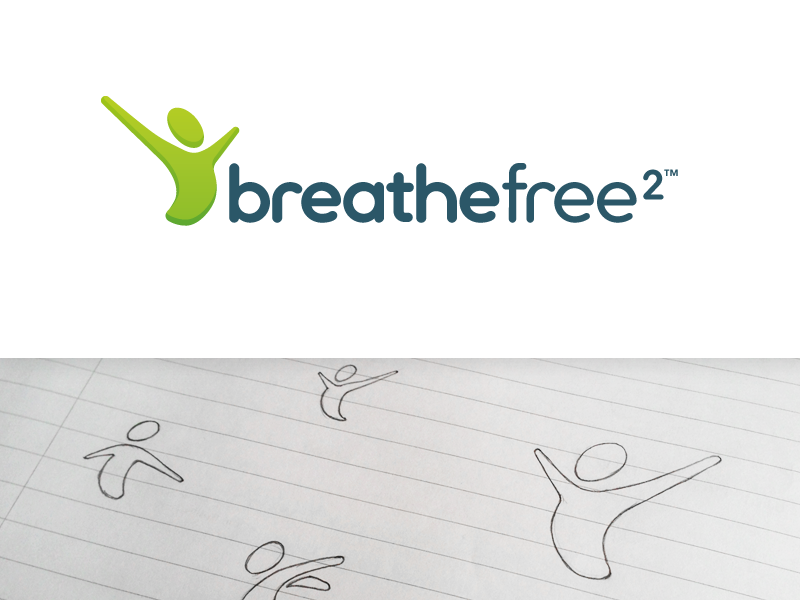 Breathe Free 2 Logo healthcare sketch ultima font breathe freedom logo logo design green green logo quit smoking ultima figure health imperfect