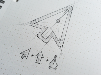 Logo Idea Sketch arrow branding cursor draft drawing idea logo logo design logo mark mark pen pencil pointer sketch