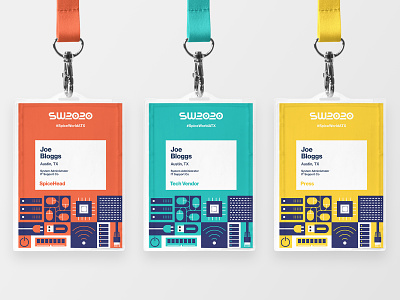 SpiceWorld 2020 Badges attendee badge badge badge design branding conference event event brand id it conference lanyard pass