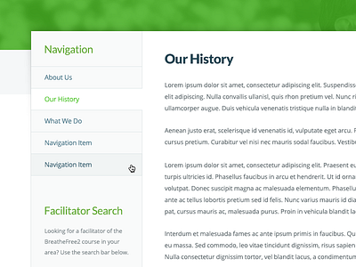 Sub Navigation Widget active green hover nav navigation sidebar subpage web design widget wordpress