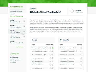 BF2 Module Page (coded) course module training ui design web design wordpress