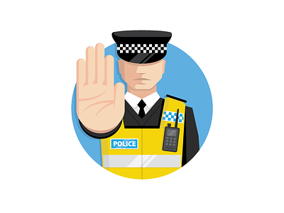 Policeman Illustration hand high vis illustration london police policeman radio stop walkie talkie