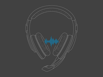 Sennheiser Headset blue flat grey headset illustration line simple sound