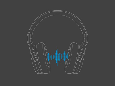 Sennheiser Headphones blue flat grey headphones illustration line simple sound