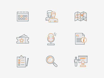 All Access App Icons app event grey icons lines nav navigation orange