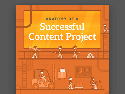 Process Infographic content factory illustration infographic line orange spiceworks workers