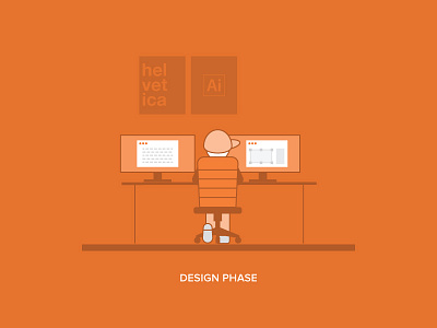 Design Phase Illustration browser chair computer design designer desk illustration illustrator poster red