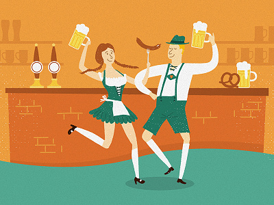 Oktoberfest Illustration beer dance green illustration infographic lederhosen oktoberfest orange