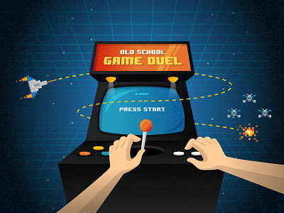 Arcade Illustration arcade game gaming joystick retro space invaders start