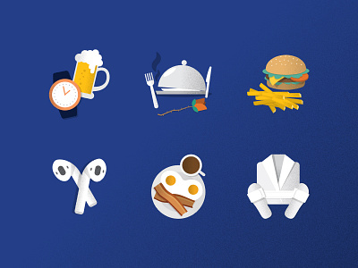 Random Illustrations airpods beer breakfast burger food icons illustration spa