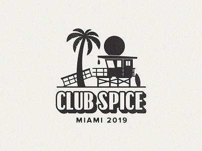 Club Spice Logo beach beach hut logo logo design miami palm tree retro surf