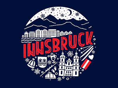 Innsbruck winter print illustration innsbruck vector winter