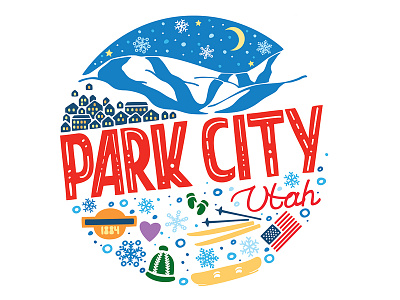 Park City winter print illustration park city utah vector winter