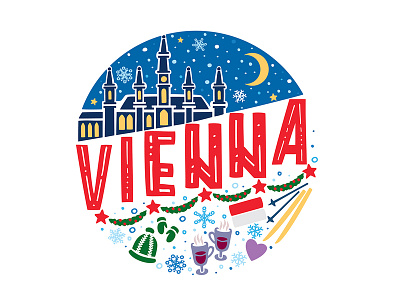 Vienna winter print austria illustration vector vienna winter