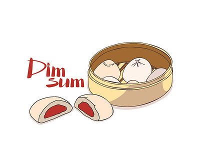 Dim sum print china design dimsum food illustration vector