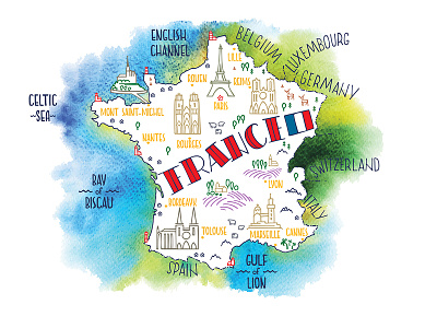 France map design france illustration map vector watercolor