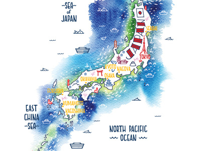 Part of Japan design illustration japan map vector watercolor