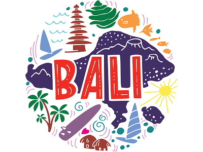 Bali summer print bali design illustration logo map summer vector